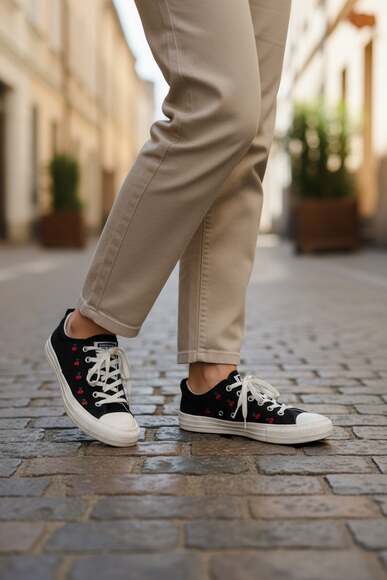 Converse Chuck Taylor All Star Lift Platform Low Canvas Sneakers with Cherry - Picture 2 of 6